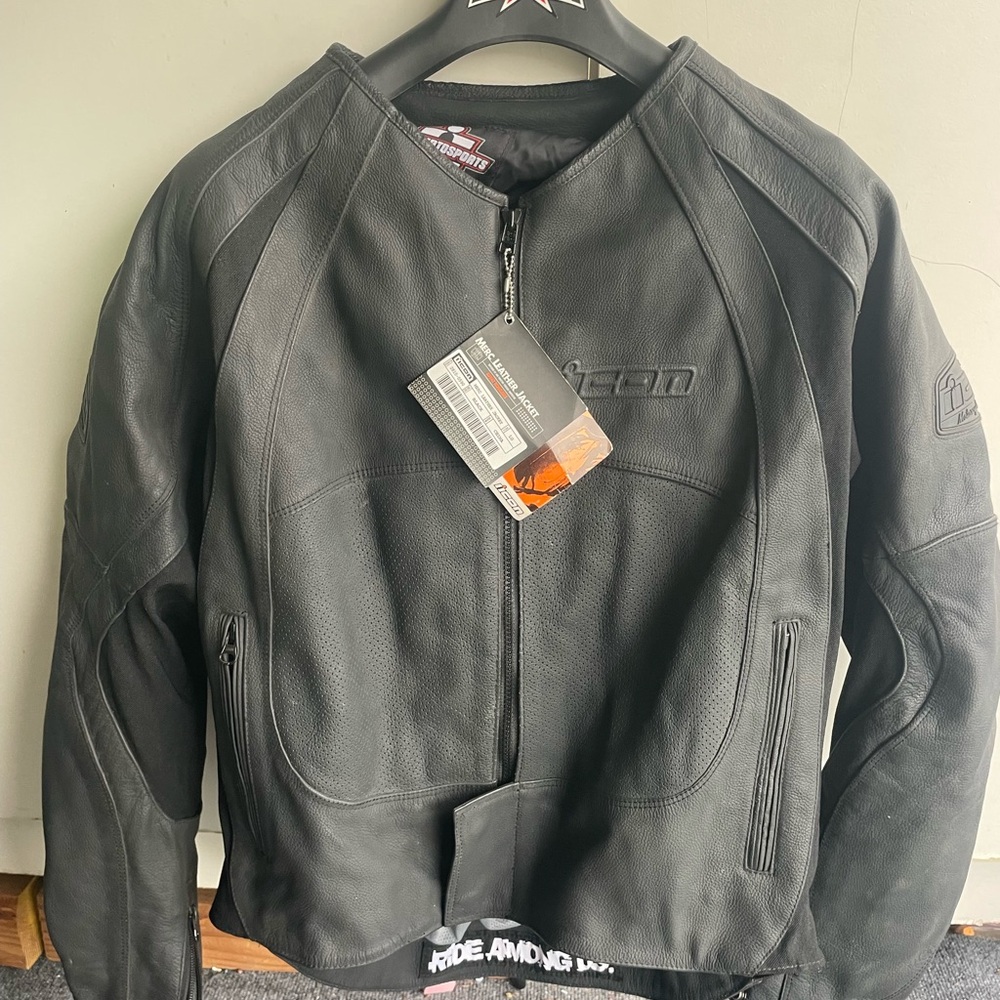 ICON Charcoal Leather Moto Jacket